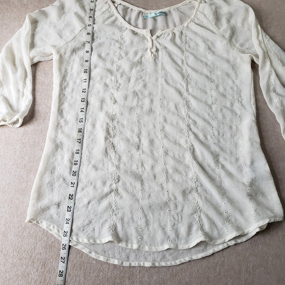 Maurices Eyelet Peasant Top Sz M Sheer Boho Prairie Cottagecore Ethereal - Picture 10 of 14